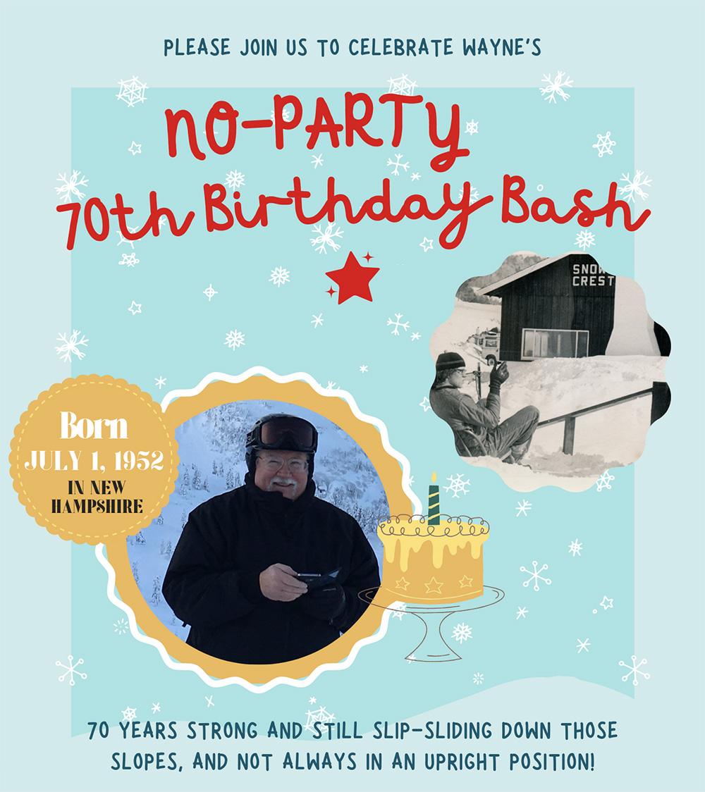 Please join us to celebrate Wayne's No-Party 70th Birthday Bash