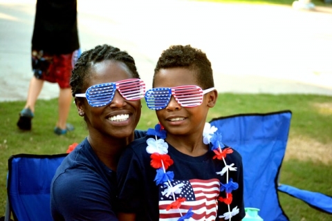 4th of july mother and son
